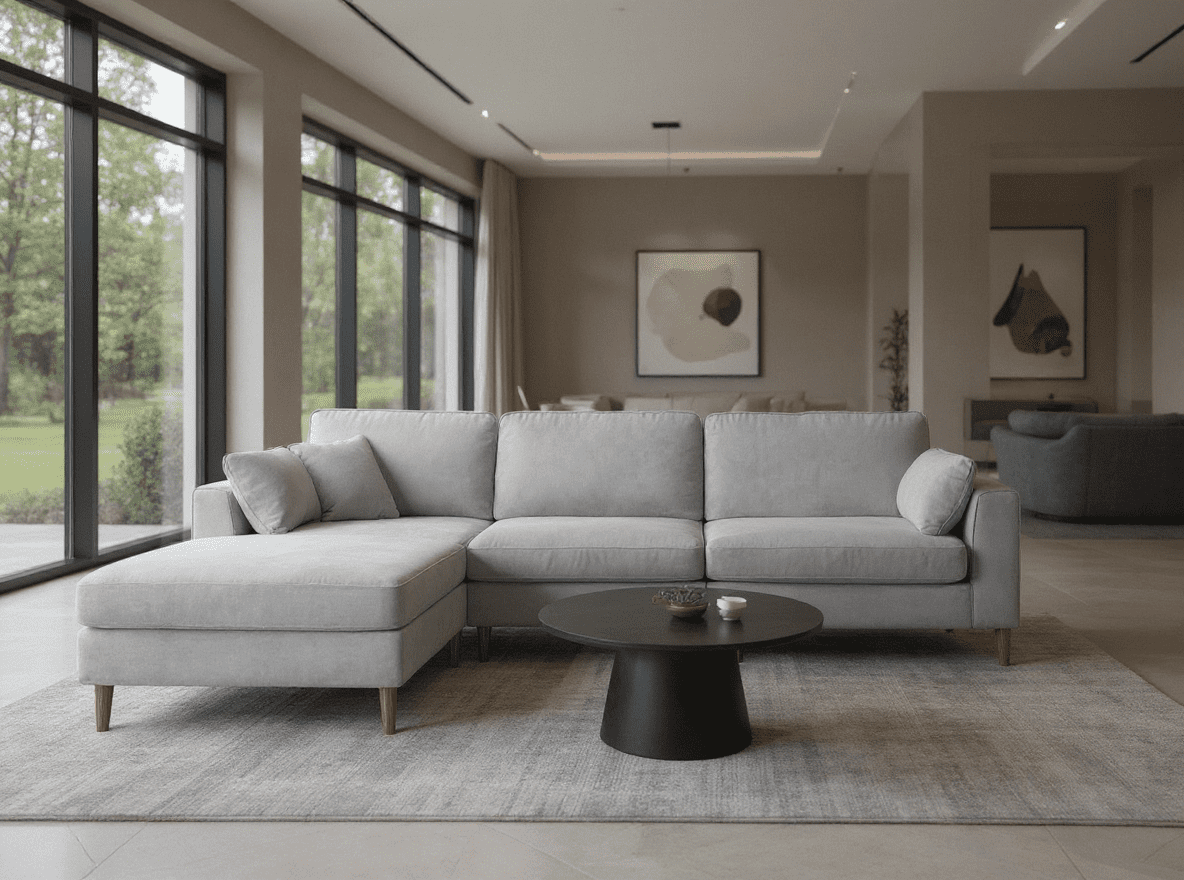 Gewnee 102.4'' Modern Convertible L-Shaped Sofa, 3-Seater with Movable Ottoman for Living Room & Apartments( Light Gray)