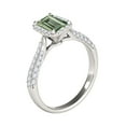 thumbnail image 3 of Rings for Women 3.46 Carat Diamond and Emerald Shaped Green Amethyst Ring pave 10K White Gold, 3 of 5