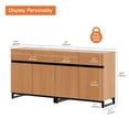 thumbnail image 2 of 63" Wooden Reeded Sideboard with Doors and Drawers, 2-In-1 Modern Credenza Storage Cabinet for Kitchen, Dining Room, 2 of 8