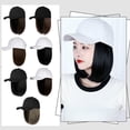 thumbnail image 2 of NMMUED Hat Wigs for Women Baseball Cap with Hair Extensions Short Straight Bob Hairstyle Caps with Hair Attached Adjustable Baseball Cap Wig for Daily Party C One Size, 2 of 5
