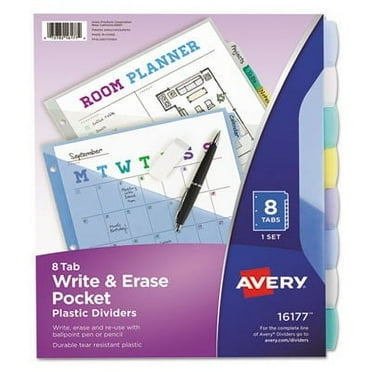 Avery Write and Erase Pocket Dividers, 8-Tab Set (16177)