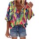 thumbnail image 1 of Camisa con estampado de botones con cuello en V de primavera y otoño para mujer Top suelto informal Pompotops  FGAJ15585, 1 of 5
