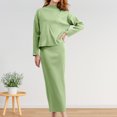 thumbnail image 2 of Conjunto elegante de 2 piezas para mujer traje de vacaciones holgado con cuello alto y hombros caídos, 2 of 7