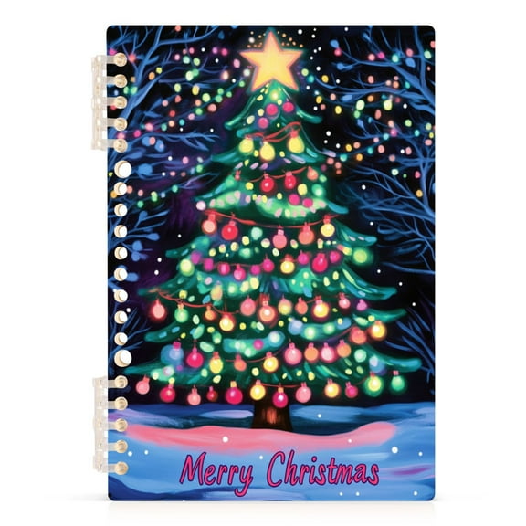Merry Christmas with Christmas Tree Lined Spiral Journal Notebook 60 Pages A5 College Ruled Journals for Writing