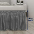 thumbnail image 6 of Easy-Going Satin Silk Pom Pom Ruffled Wrap Around Bed Skirt - 16 Inch Drop for Twin／Full Size Beds, Dark Gray, 6 of 7