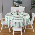 thumbnail image 2 of Light Blue Christmas Tree Pattern Round Tablecloth 60"x60",Wrinkle Wipeable Table Cloth for Kitchen Dining Room Picnic Patio Party, 2 of 6