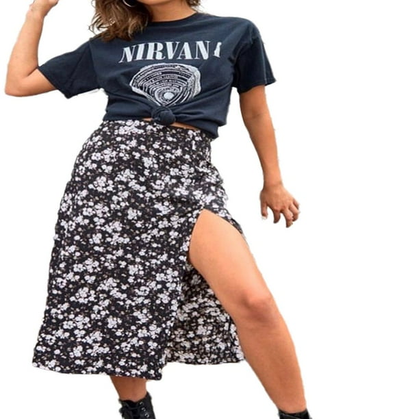 Womens Sexy Split Skirt Leopard Print High Low Split A Line Midi Skirt High Waist Elasticized Wrap Skirts Walmart