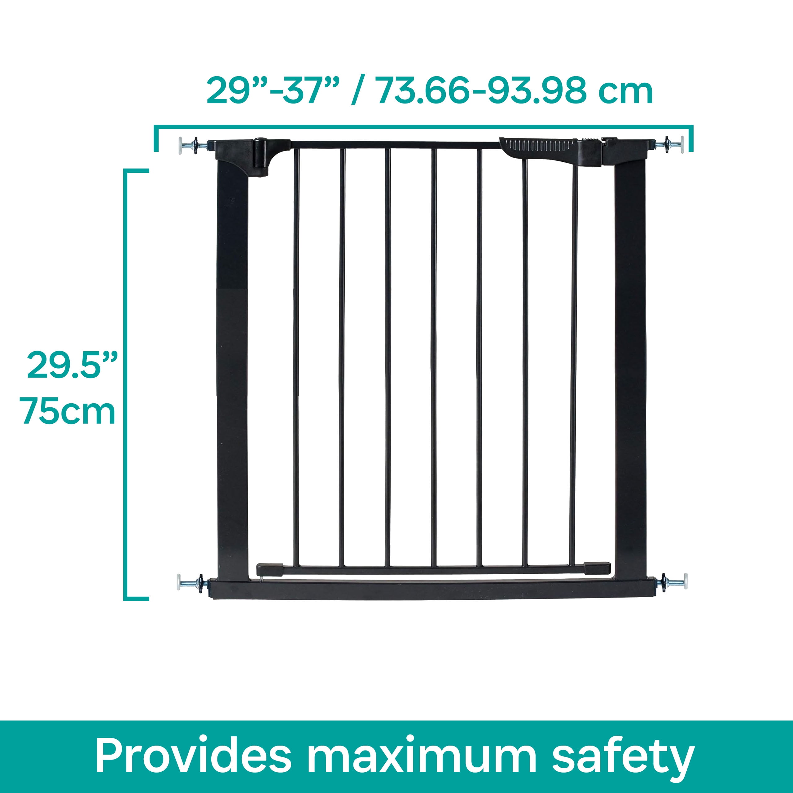 KidCo Auto Close Pressure Mounted Baby Gate Dog Gate, Black, 2"L x 37"W x 29.50"H