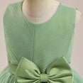 thumbnail image 4 of KkSLirnhs Girls Dresses Size 14-16 Girls' Summer Solid Color Short Sleeve Round-Neck Mesh Princess Dress Zi Shoulder Wedding Dress for Kids 9-10Years Green, 4 of 6