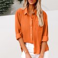 thumbnail image 2 of Up to 50% off! Rciityk Womens Button Down Shirts Long Sleeve Tops Casual Turndown Collared Dress Shirts Fall Fasion Solid Color Office Work with Pocket, 2 of 7