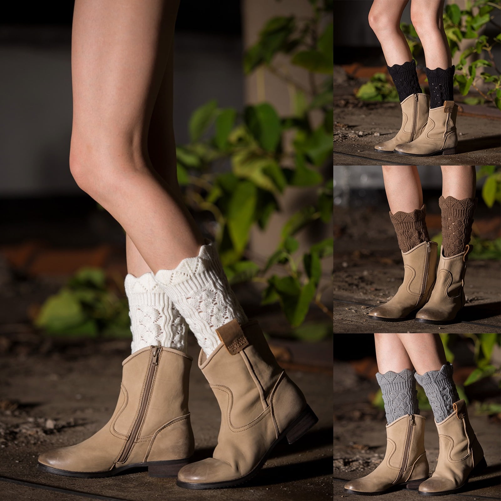 Mens Women's Crochet Boot Cuffs Socks Boot Toppers Warmers Socks Faux Leg Hot UK 