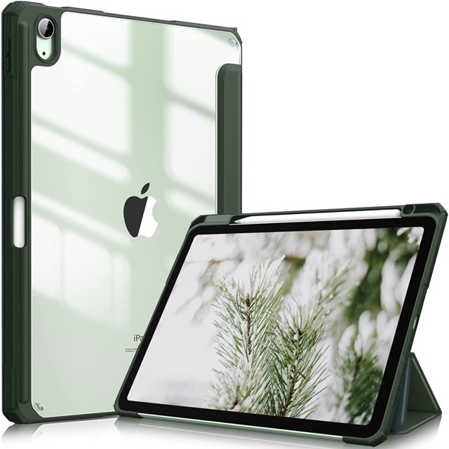 Funda para iPad Air de 5.ª generación (2022), delgada, plegable, con soporte y carcasa trasera de TPU suave, función de reposo/activación automática para iPad Air 5/4