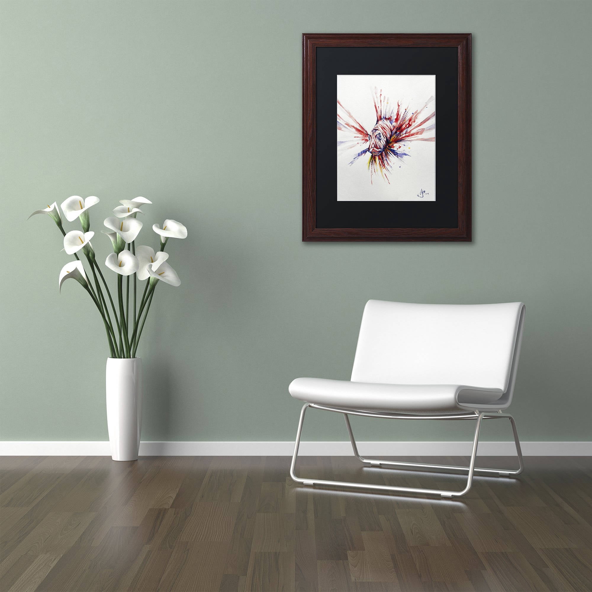Trademark Fine Art 'Pterois' Canvas Art by Marc Allante, Black Matte, Wood Frame