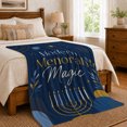 thumbnail image 6 of Modern Menorah With Geometric Accents Print Cozy Flannel Blanket with a Modern Geometric Typography Motif, Appreciation Gift for Hanukkah Celebrants and Living Room and Bedroom Home Decor, 6 of 7