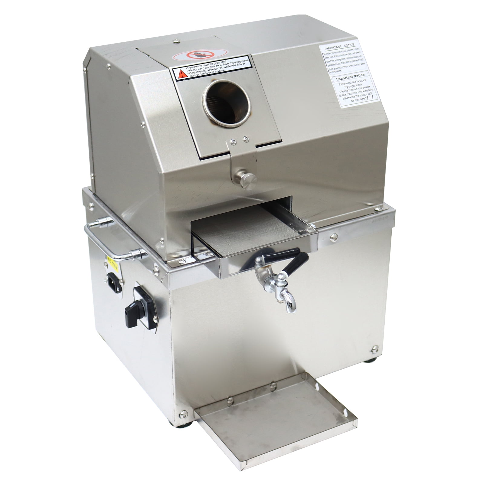 Techtongda Electric Sugarcane Juice Extractor Sugar Cane Press Juicer Machine Cane Crusher Squeezer with 3 Rollers