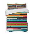 thumbnail image 2 of Colorful Striped Twin XL Size Down Alternative Comforter, Lightweight Comforter Quilt Bedding Set with Pillow Shams Modern Abstract Art Retro All Seasons Bed Comforter Duvet Insert 68"x98", 2 of 7