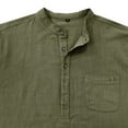 thumbnail image 2 of SWSMCLT Men's Long Sleeve Shirt Fitted Top Soft Spring Fall Cotton Blouse Linen Henley Button Crew Neck Light Army Green Large, 2 of 4