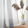 thumbnail image 6 of Curtainking Striped Linen Curtains 84 Inch Black Farmhouse Rustic Curtains for Living Room Semi Sheer Back Tab Light Filtering Coastal Drapes for Bedroom Window Curtain 2 Panels, 6 of 8