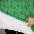 thumbnail image 3 of Oversized Wearable Blanket Hoodie,Green Bigfoot and Campfire Pattern Sherpa Blanket Hoodie with Super Pockets,Super Warm Fuzzy Pullover for Women & Men, 3 of 6