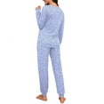 thumbnail image 3 of MINTREUS Womens Pajama Set Long Sleeve Sleepwear Nightwear Soft Pjs Lounge Sets With Pockets, 3 of 7