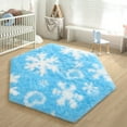 thumbnail image 3 of KIXINWA  Frozen  Princess Tent Rug, 4x4.6 Feet Frozen Rugs for Girls Bedroom, Fluffy Snowflake Rug for Frozen Room Decor, Plush Carpet for Kids Room Playroom Nursery Decor, Cute Hexagon Blue Rugs, 3 of 5