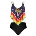thumbnail image 2 of Rosegal Women Plus Size Mushroom Print Overlay Cinched Three Piece Tankini Swimwear Black L, 2 of 6