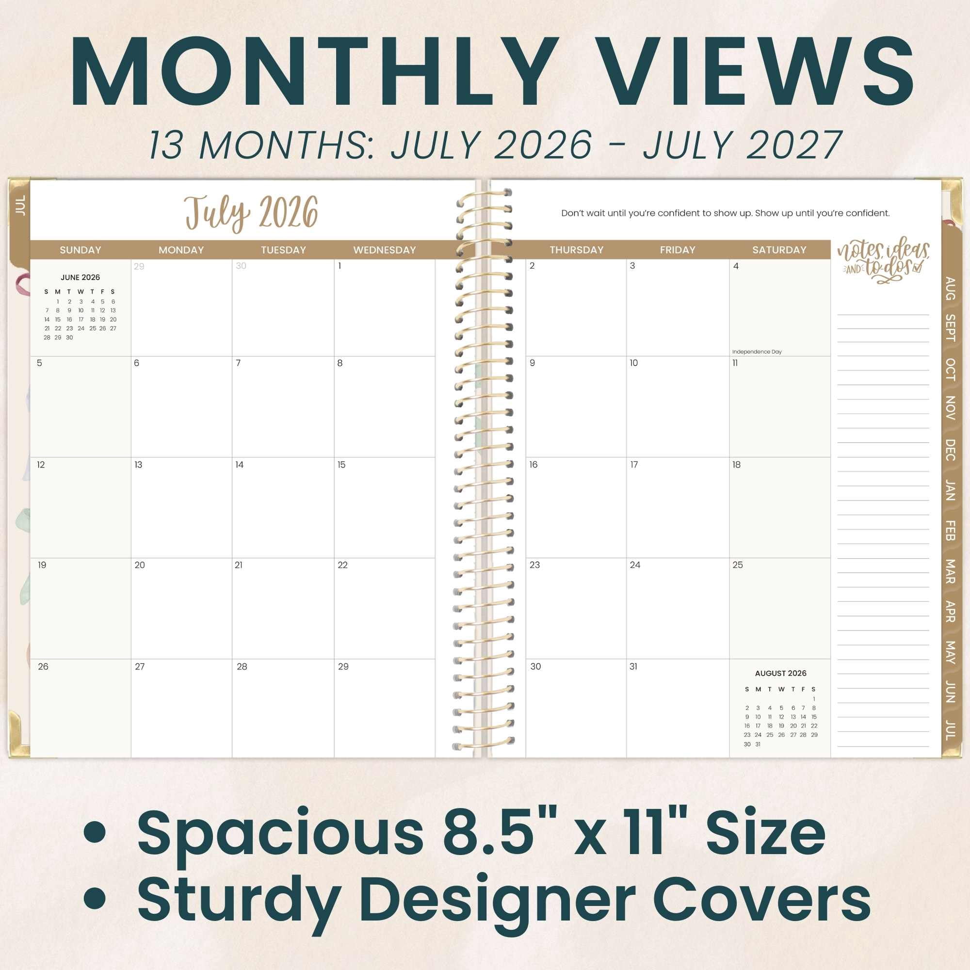 bloom daily planners 2026-2027 Academic Planner, 13-Month Monthly & Weekly Hard Cover, 8.5" x 11", Bows