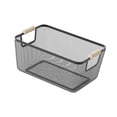 thumbnail image 4 of Cesta de almacenamiento de alambre de metal con asas de madera Cesta de frutas y verduras portátil 32 cm x 21 cm x 16 cm, 4 of 9