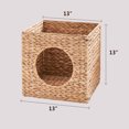 thumbnail image 7 of Pefilos 13" Water Hyacinth Woven Cave Cat Beds for Indoor Cats and Small Dogs, Wicker Square Cat House Condo, Brown, 7 of 7