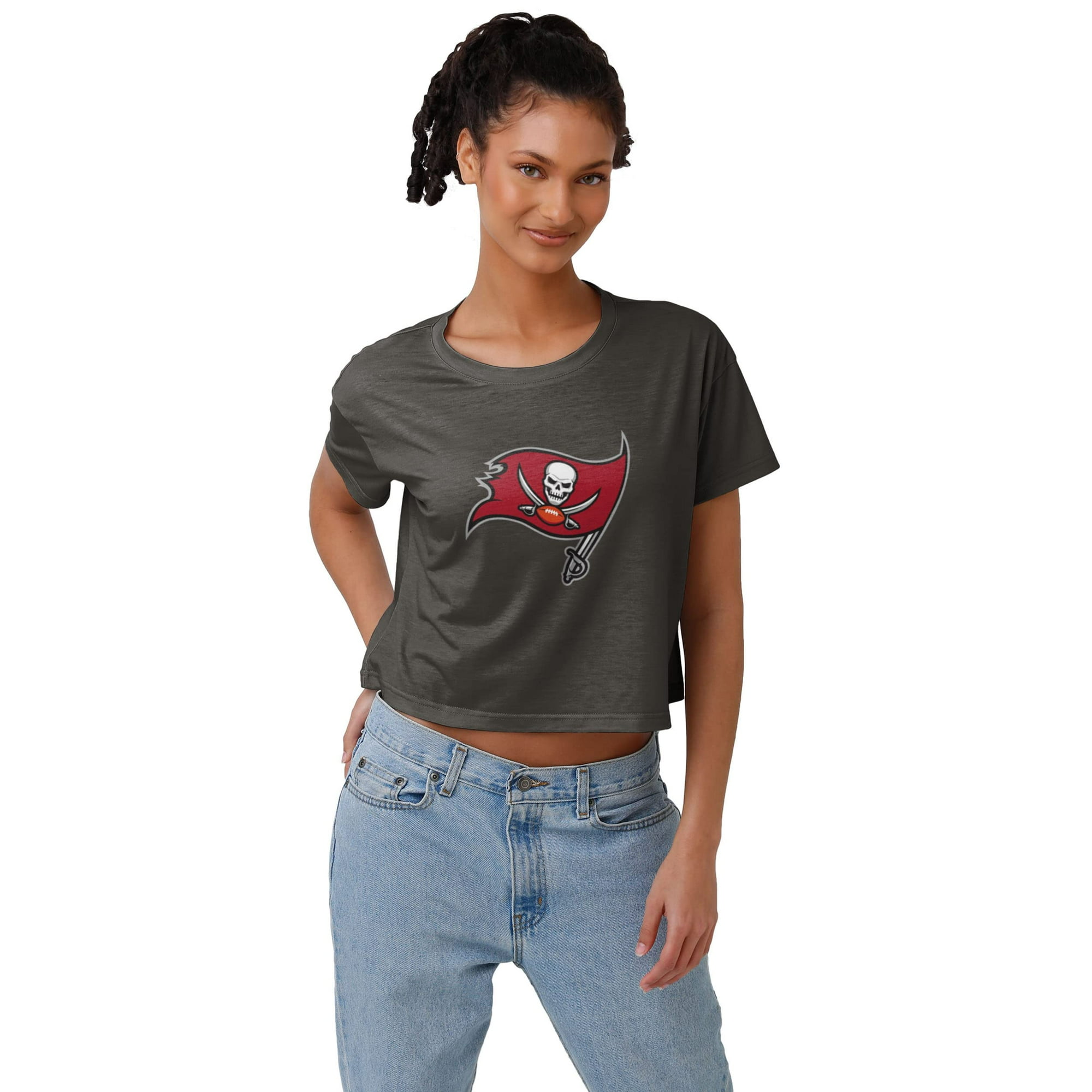 FOCO Womens NFL Logo Ladies Fashion Crop Top Shirt, Alternate Team Color, Small