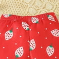 thumbnail image 5 of Spring New Baby Girls Short Sleeved Jumpsuit Striped Strawberry Print Red Flared Pants With Hairband Set Girl Casual Outfit, 5 of 8