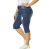 MODA NOVA Junior's Plus Size Capri Jeans Ripped Slash Pocket Raw Hem Denim Jean