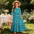 thumbnail image 7 of BLTIBY Boho Dresses for Girls Print Crew Neck Maxi Dress Summer Home Dresses with Pockets Mint Green 9-10 Years, 7 of 7