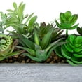 thumbnail image 6 of Northlight 12" Mixed Succulent Artificial Plants in Wooden Planter - Green/Gray, 6 of 6