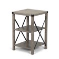 thumbnail image 2 of Farmhouse Square End Table, Wood Sofa Side Table with X-Shaped Metal Support, 3-Tier Storage Shelf for Living Room Bedroom Office, Gray Wash, 2 of 9