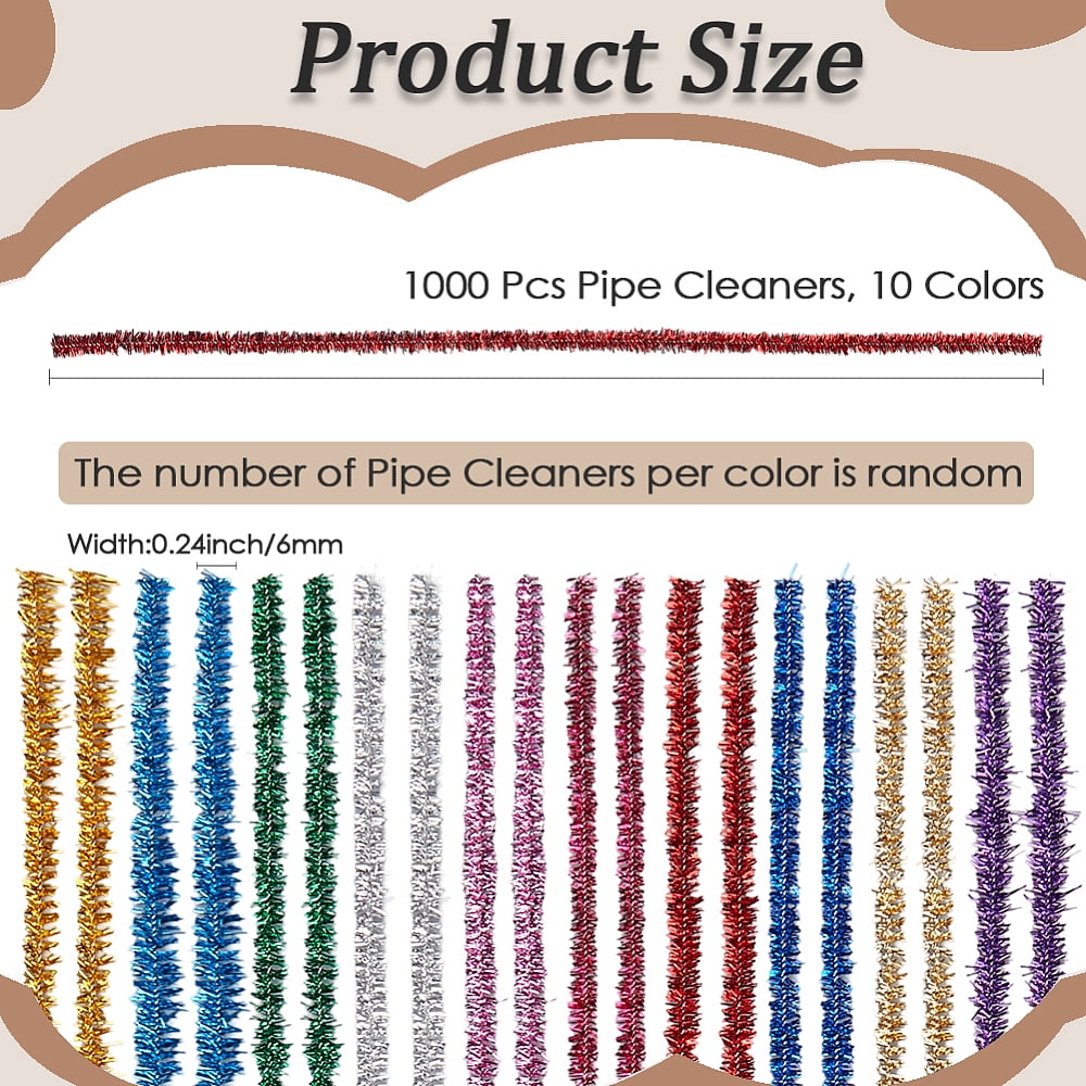 10 Sets DIY Plush Sticks Chenille Stems Pipe Cleaners Kid Craft Material Mixed Color 350~380x6mm 100pcs/set