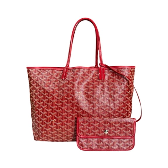 Pre-Owned Goyard Saint Louis PM Tote Bag, PVC-Coated Canvas, Red, Unisex (Good)