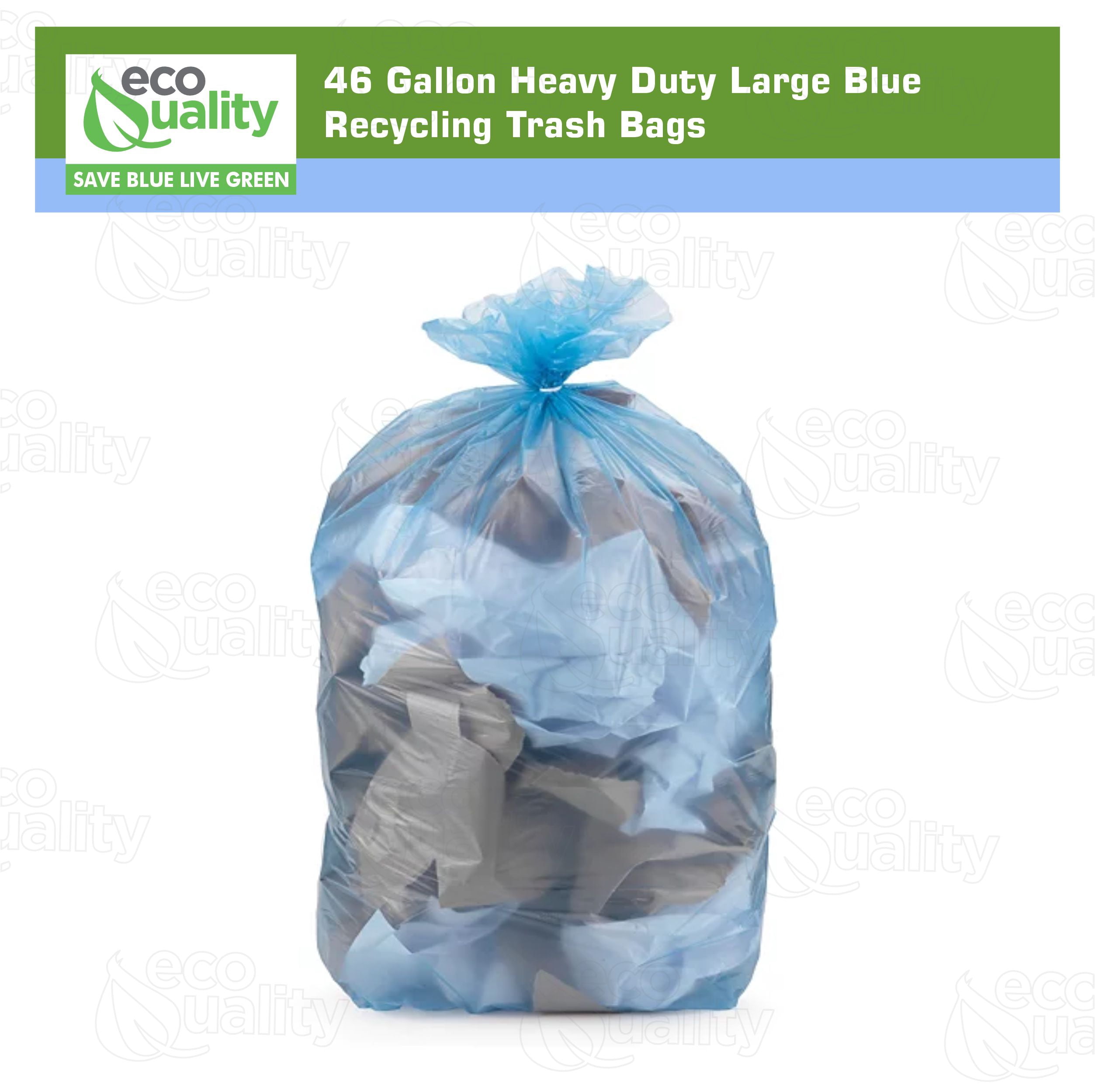 [30 PACK] 46 Gallon Heavy Duty Large Blue Recycling Trash Bags - Blue Yard Trash Bags, Great for Aluminum, Glass bottles and Landscaping Bag, Recycling Garbage Bags, 2 Mil