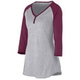 thumbnail image 2 of Augusta S Ladies Rave Henley Athletic Heather/Maroon 1263, 2 of 2