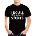 thumbnail image 1 of I Do All My Own Stunts Print Tee, Boys Comfy & Breathable Cotton T-shirt For Spring & Summer, Boys Clothing For Outdoor Activities, As Gifts, 1 of 6