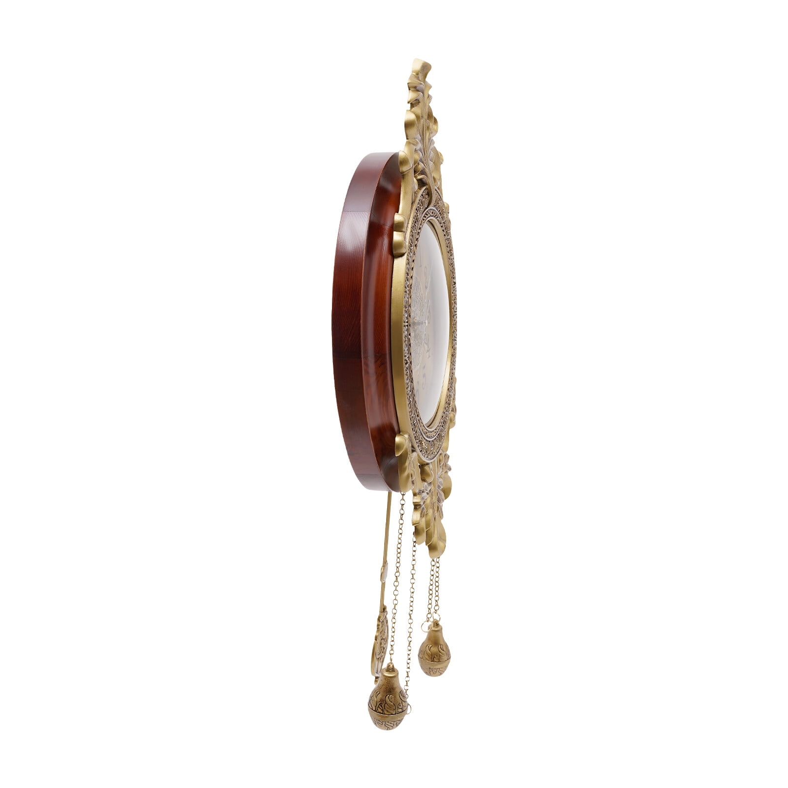 Wall Mount Vintage Wall Clock Battery Quartz Operated Silent Clock with Swinging Pendulum for Living Room