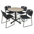thumbnail image 4 of Regency Kobe 30 in. Round X-Base Breakroom Table- Mocha Walnut, 4 Zeng Stack Chairs- Blue, 4 of 5