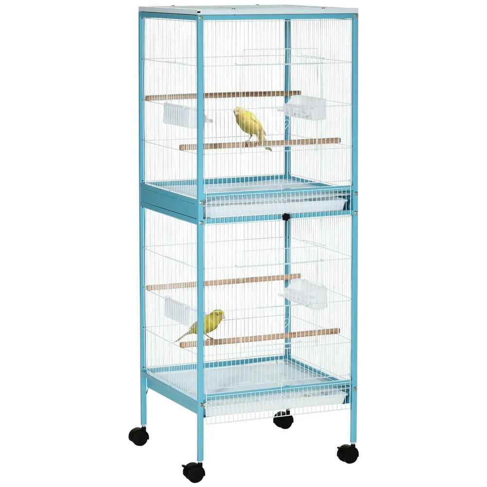 Barara King Bird Cage, Bird Habitat Small Animal Travel Cage,55" Large Parrot Cage with Toy Hooks Above Top Bird Perch, Tray, Food Cups