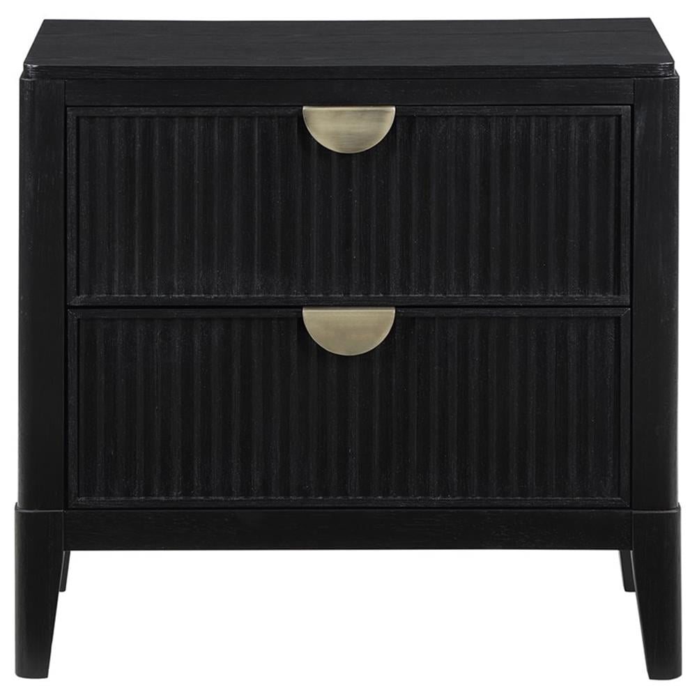Pemberly Row Transitional 2-drawer Wood Nightstand Bedside Table Black