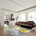 thumbnail image 2 of Retro Oil Painting Area Rug, Abstract Gray And Yellow Flowers Indoor Washable Rugs, Non-Slip Low Pile Thin Foldable Sofa Carpet For Living Room Bedroom Entryway Hallway Garden 4x6ft, 2 of 6