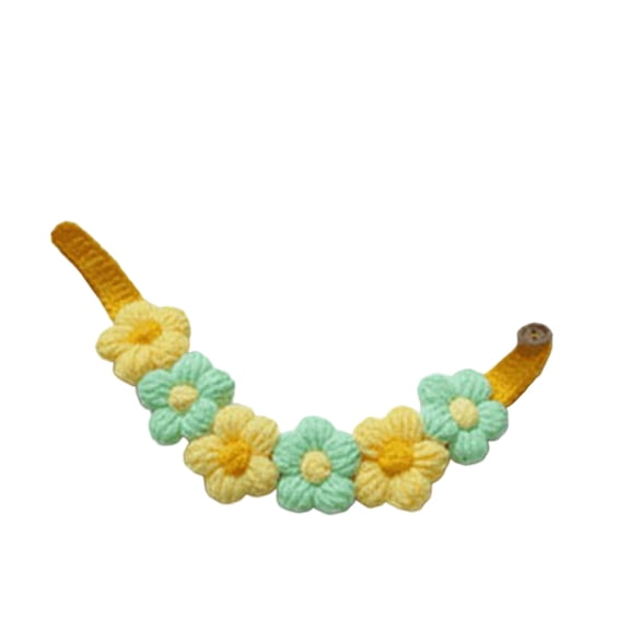 Gardjoe Hand Knitted Floral Pet Collar with Soft Wool Yarn and 3D Flower Accents for Cats Small Dogs Spring Summer Dress Up