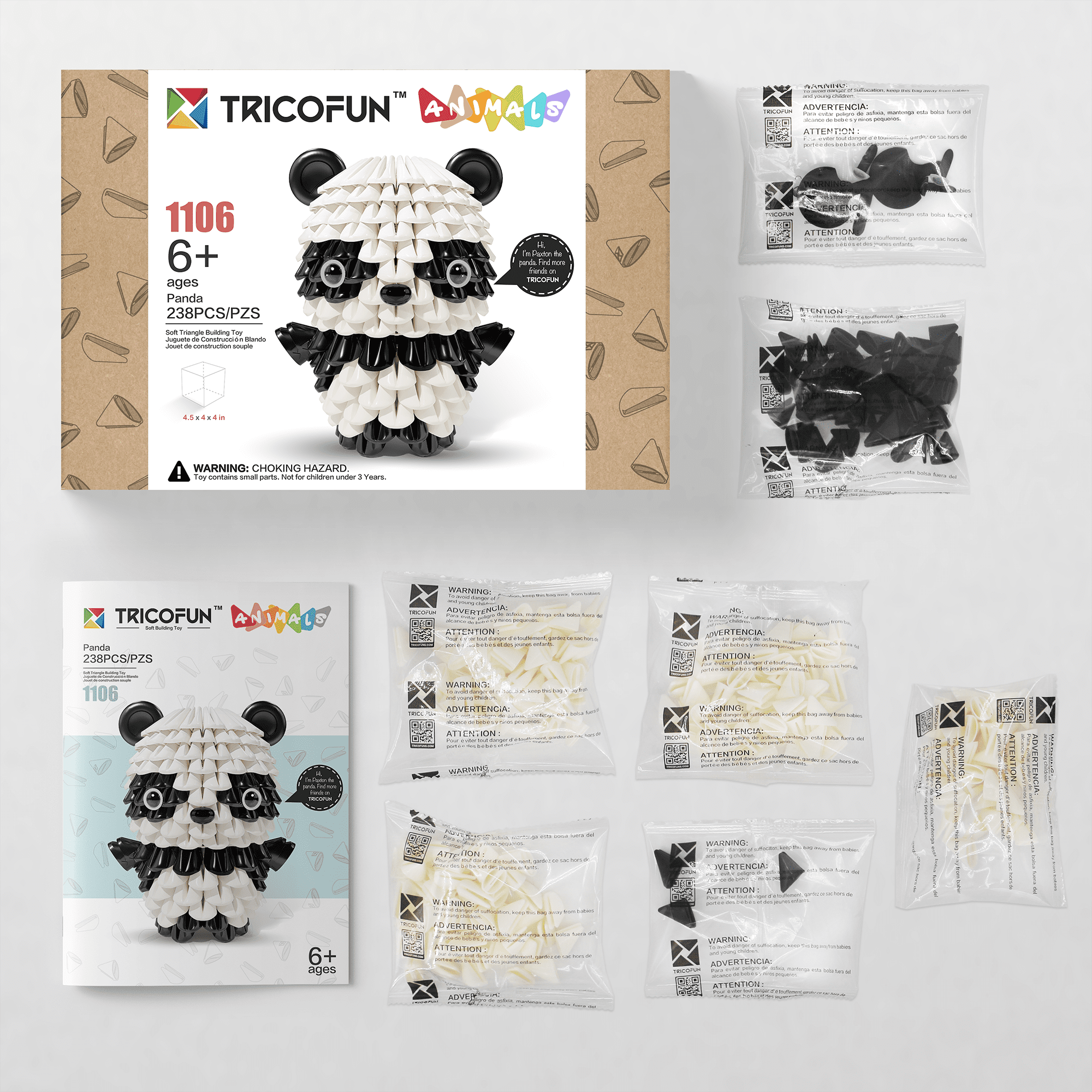 TRICOFUN Animals Soft Building Blocks Interactive Building Toy Paxton the Panda 1106-PANDA