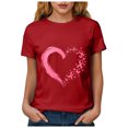 thumbnail image 6 of Women Breast Cancer Print T Shirt Short Sleeve Women Short Sleeve Round Neck Tee Comfy Casual Vacation Clothes, 6 of 8