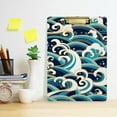 thumbnail image 5 of FMSHPON Blue Ocean Wave Vintage Ocean Clipboard Hardboard Wood Nursing Clip Board and Pull for Standard A4 Letter 13x9 inches, 5 of 7