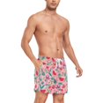 thumbnail image 4 of FORMRS Mens Swim Trunks Mesh Liner Quick Dry Casual Beach Board Shorts with Pockets, Sizes S-2XL, Pink Tropical Pattern, 4 of 9